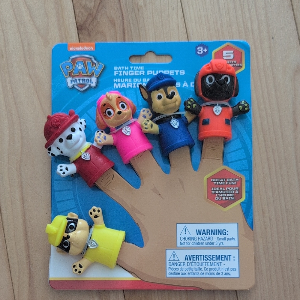 Paw Patrol Finger Puppets Set - Red, Pink, Blue, Yellow, Brown